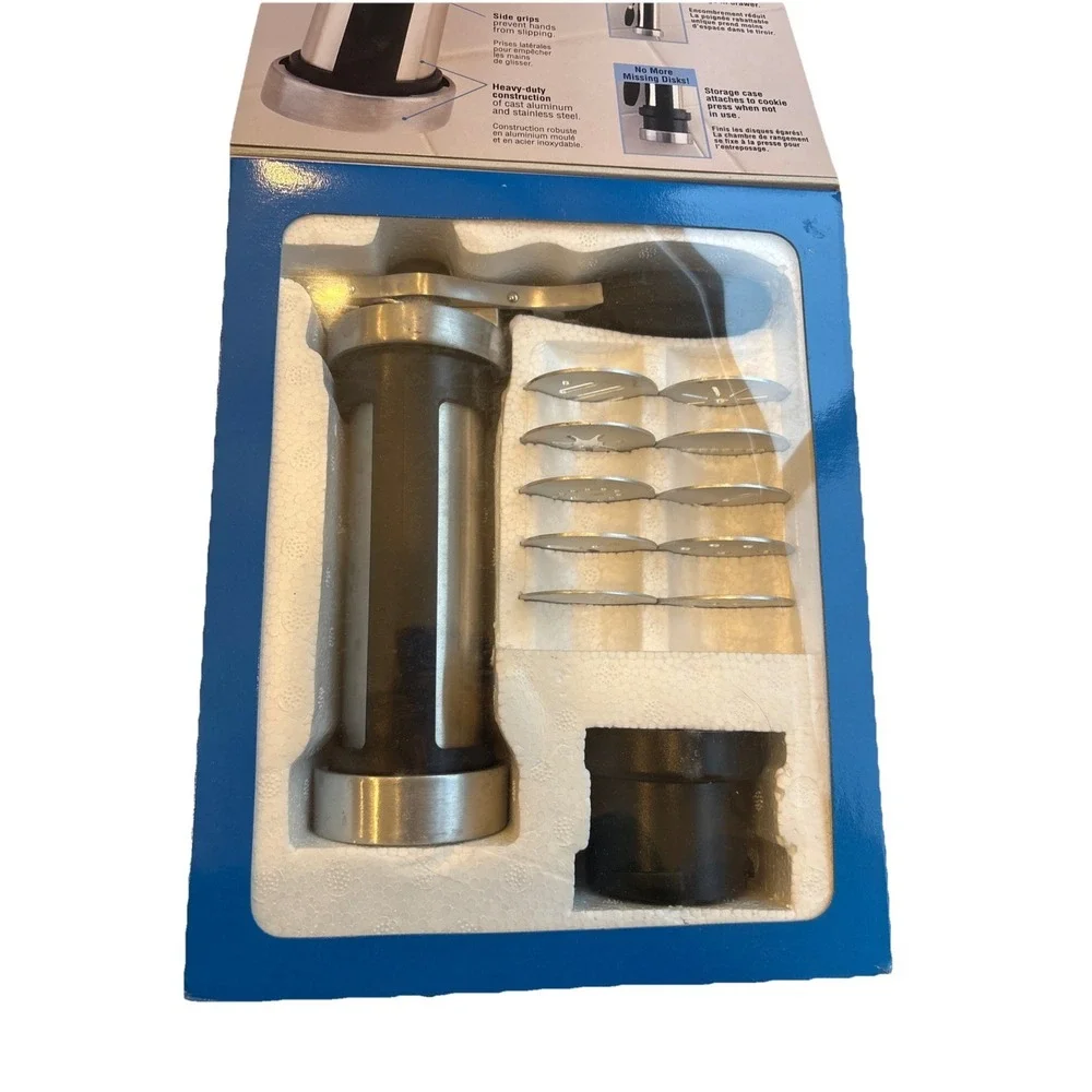 Vintage Wilton Cookie Pro Press 10 Decorating Disks Comfort Grip Heavy Duty